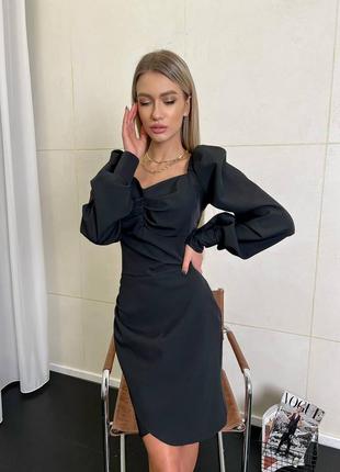 Жіноча коротка сукня чорна синя рожева малинова нарядна на корпоратив новорічна на свято н...