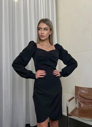 Жіноча коротка сукня чорна синя рожева малинова нарядна на корпоратив новорічна на свято н...