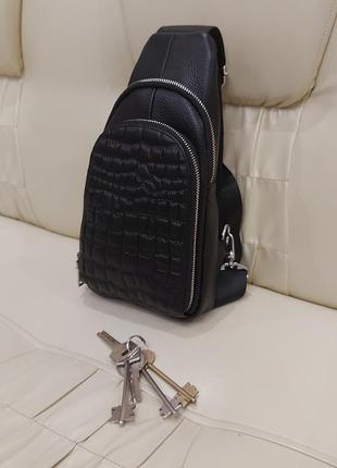 Кожаный однолямочный мужской рюкзачок bl63064 для документов1 фото