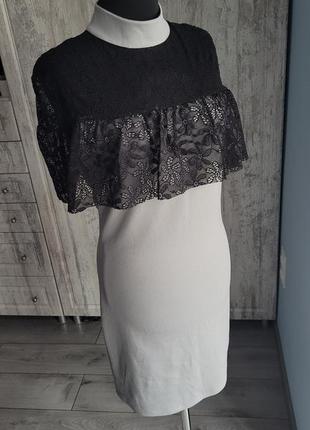 Сукня сіра з мереживом чорним1 фото