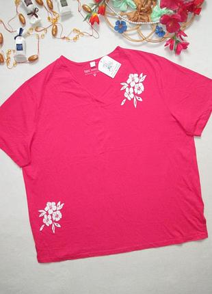 Суперовая хлопковая футболка батал с цветочками bonprix 🍒🍓🍒