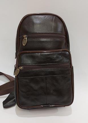 Кожаный рюкзак сумка br883 на одно плечо2 фото