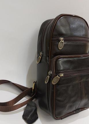 Кожаный рюкзак сумка br883 на одно плечо4 фото