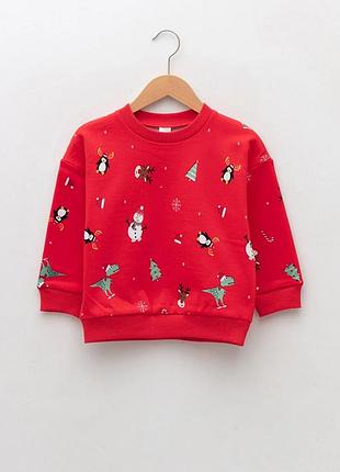 12-18 м 80-86 см новий різдвяний нг теплий світшот батнік з круглим вирізом і довгим рукавом нр