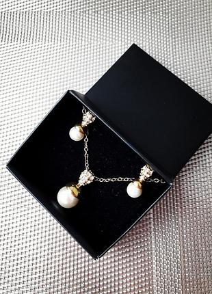 Набор украшений под жемчуг серьги и цепочка