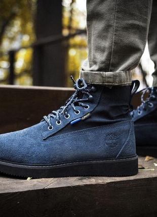 Замшневі, шикарні черевики timberland gore-tex blue . замшевые ботинки синие1 фото