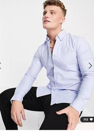 Блакитна котонова сорочка topman