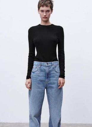 Лонгслів zara кофтинка реглан кофточка в рубчик гольф