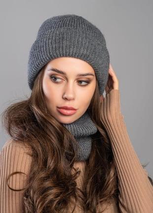 Распродажа! зимний женский комплект шапка и хомут на флисе4 фото