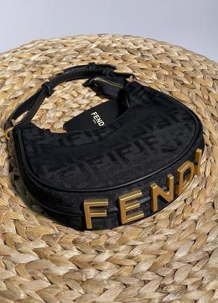 Женская черная сумка с ручкой и ремнем fendigraphy small 🆕стильная женская сумка