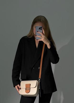 Женская кремовая сумка на ремне valentin🆕стильная сумка, кросс боди3 фото