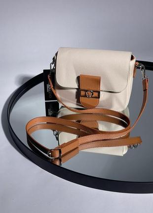 Женская кремовая сумка на ремне valentin🆕стильная сумка, кросс боди1 фото