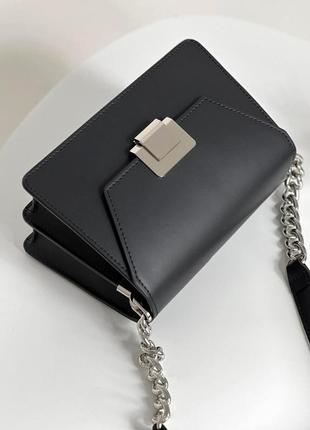 Чорна стильна жіноча шкіряна сумка з 2 ручками кросбоді, італія