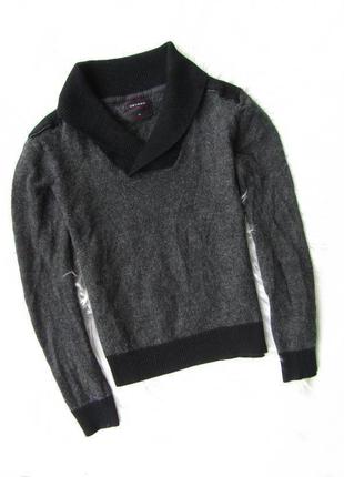 Теплая вязаная тепла в'язана кофта светр свитер джемпер на локтях нашивки devred