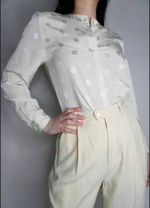 Gabriella benelli шелковая винтажная свободная блуза горох оверсайз