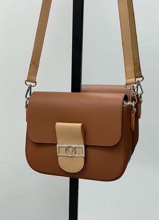 Женская коричневая сумка через плечо valentin🆕стильная сумка, кросс боди1 фото