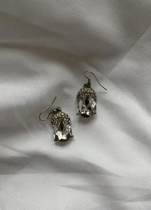 Сережки сріблясті з камінням шикарні, вечірні, святкові, новорічні3 фото