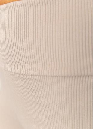 Лосини жіночі в рубчик на флісі колір бежевий3 фото