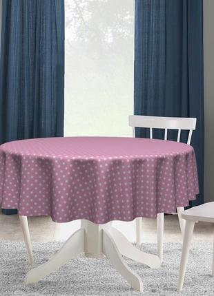 Ткань хлопок тефлон для штор скатерти римских штор розовая белый горох2 фото