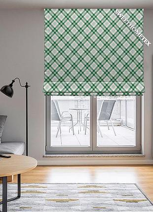 Римська штора бавовни ромби зелені завширшки від 40 до 165 см