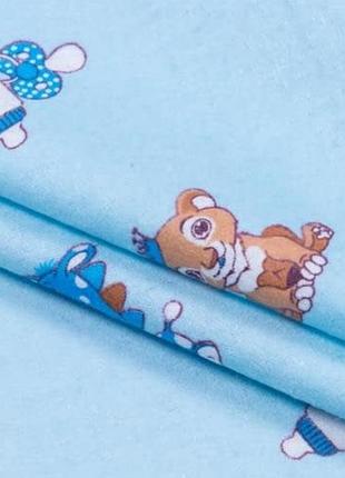 Ткань фланель детская для детского постельного белья пеленок детской одежды зверушки  на голубом фоне