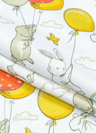 Ткань фланель детская для детского постельного белья пеленок детской одежды кролики с шариками
