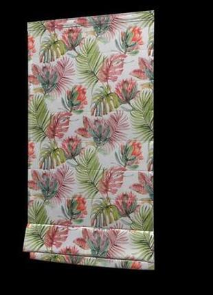 Ткань дралон вулична тканина для гойдалки маркиз зонтів у вуличних штор листя великі кольорові і червоні квіти5 фото