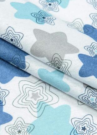 Ткань фланель детская для детского постельного белья пеленок детской одежды звезды синие