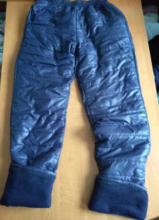 Женские брюки на синтепоне с подкладкой из флиса, темно синий, спереди стеганые2 фото