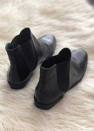 Классические кожаные ботинки челси zara, черного цвета2 фото