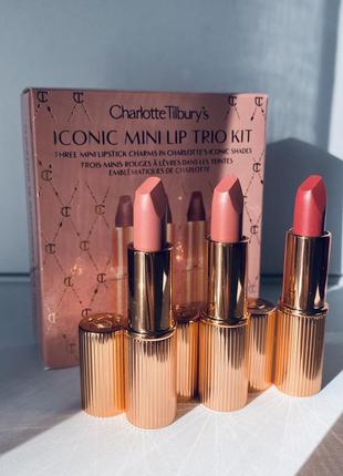 Charlotte tilbury mini iconic matte revolution lip trio set набір помад з топовою pillow talk1 фото