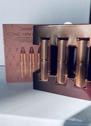 Charlotte tilbury mini iconic matte revolution lip trio set набір помад з топовою pillow talk3 фото