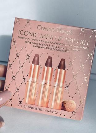 Charlotte tilbury mini iconic matte revolution lip trio set набір помад з топовою pillow talk4 фото