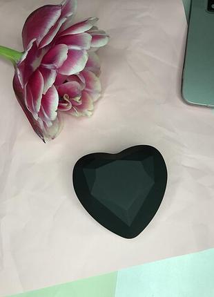 Чорний футляр для помолвочного кільця серце5 фото