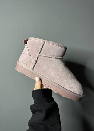 Женские угги ультра мини натуральная замша мех розовые ugg ultra mini pink