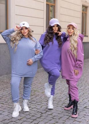 Костюм батал в кольорах 🌚🟠💚🟤💜⚪💗🖤7 фото