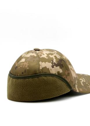 Зимняя тактическая кепка пиксель с трезубцем, бейсболка хаки с внешними ушами на флисе, патриотический бейс
