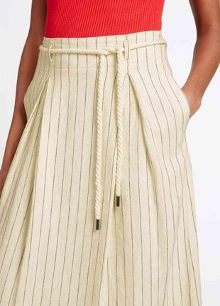 Супер стильная модная юбка миди из натуральной ткани в тонкую полоску2 фото