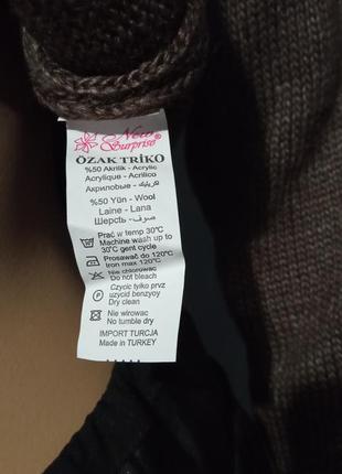 Жіночий теплий светр кроп-топ з вовни коричневий s/l8 фото