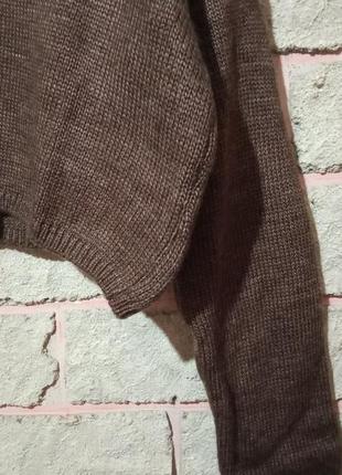 Молодежный короткий свитер кроп-топ оверсайз с шерстью коричневый  s-xl7 фото