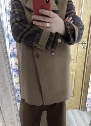 Зимнее шерстяное от украинского дизайнера крутое прямое пальто 52-542 фото