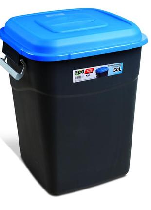 Бак 50л для сміття eco tayg (іспанія)41х40 һ51см, з синьою кришкою і кліпсами( 412028)