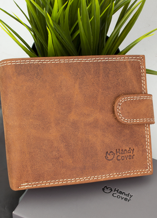 Чоловіче шкіряне портмоне handycover n992l-p-chm руде на кнопці