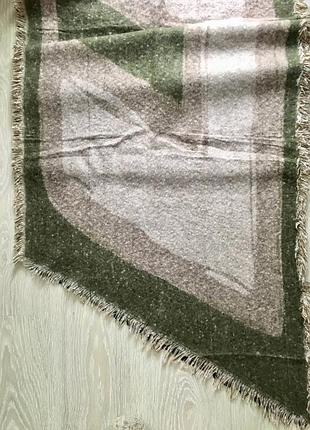 Шарф-плед зимовий рожево-зелений