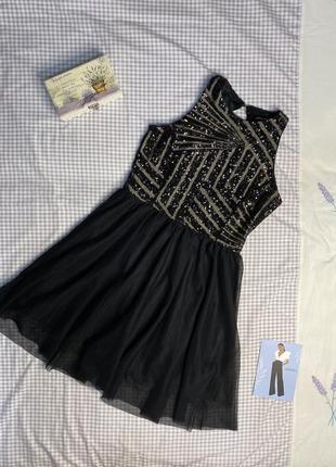 Святкова міні сукня в паєтки з гарною відкритою спинкою вечірнє плаття сарафан10 фото