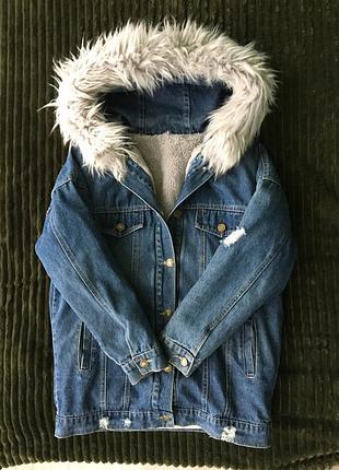 Джинсовая утеплённая куртка курточка джинсовка