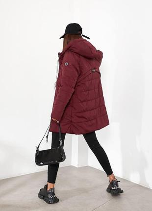 Куртка зимова жіноча молодіжна пуховик теплий а1010/1 бордо бордового кольору бордова 44-54 р3 фото
