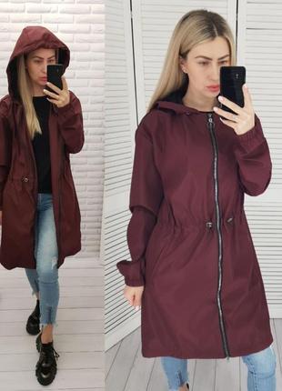 Женский стильный демисезонный плащ-ветровка арт а102 / плащ / бордо/ бордового цвета