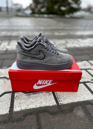 Зимние кроссовки nike air force grey fur winter🔝🔥