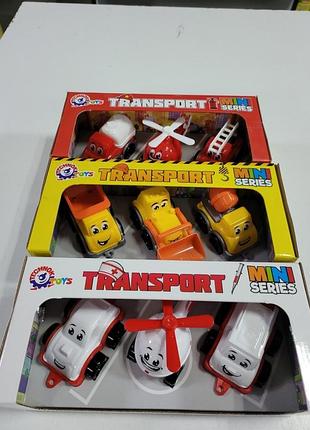 Іграшкові набори для дітей 2 машинки та гелікоптер